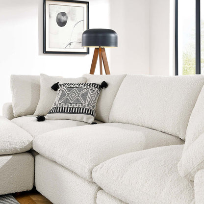 Commix 4-Piece Down Filled Overstuffed Boucle Fabric Sectional Sofa