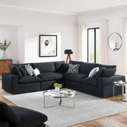 Commix 5-Piece Down Filled Overstuffed Boucle Sectional Sofa