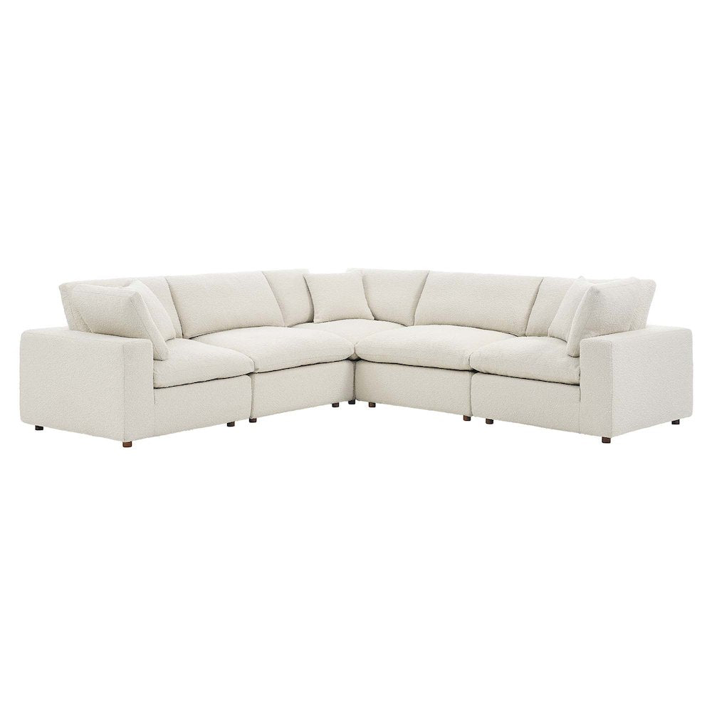 Commix 5-Piece Down Filled Overstuffed Boucle Sectional Sofa