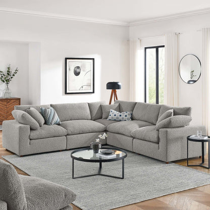 Commix 5-Piece Down Filled Overstuffed Boucle Sectional Sofa