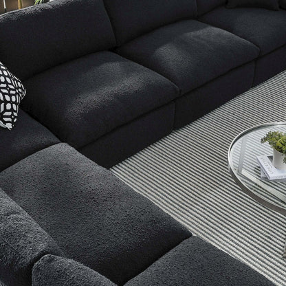 Commix 6-Piece Down Filled Overstuffed Boucle Fabric Sectional Sofa