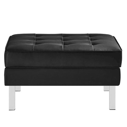 Loft Tufted Vegan Leather Armchair and Ottoman Set
