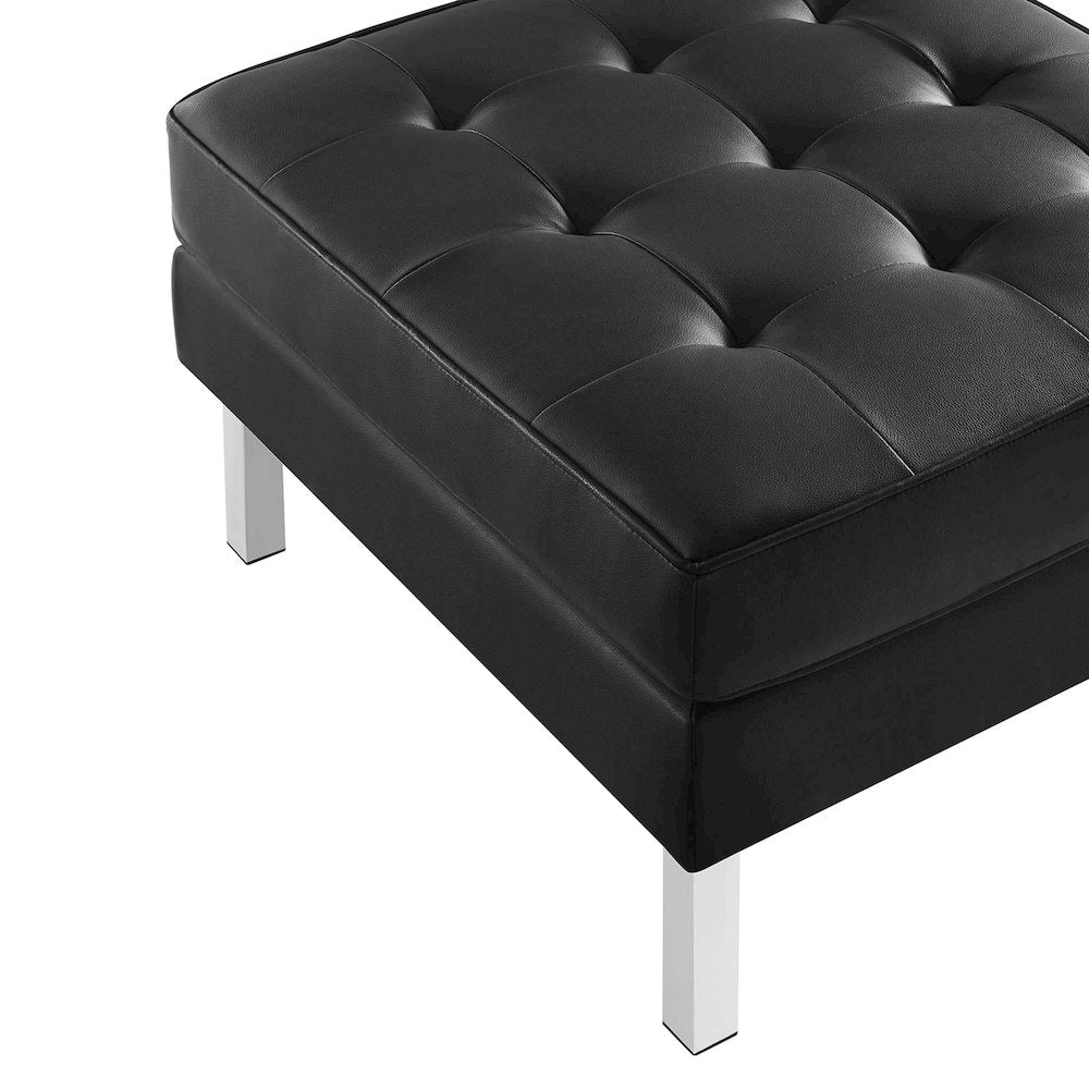 Loft Tufted Vegan Leather Sofa and Ottoman Set