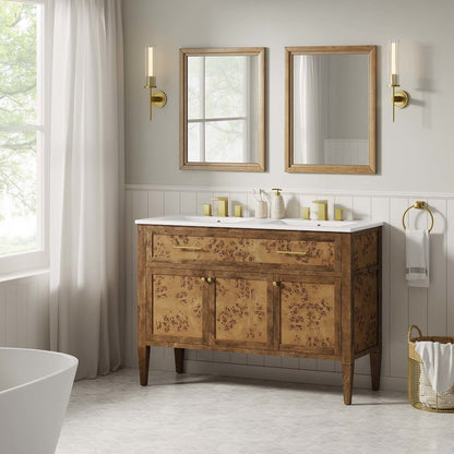 Elysian 48" Wood Double Sink Bathroom Vanity