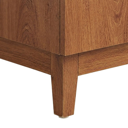 Melamine Bathroom Vanity with Ceramic Sink, Mid-Century, White Walnut