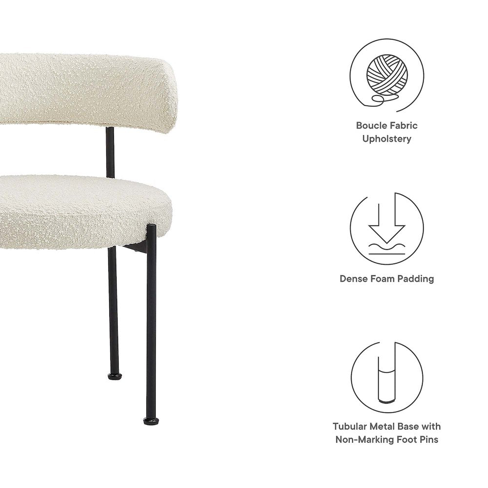 Albie Boucle Fabric Dining Chairs Set of 2
