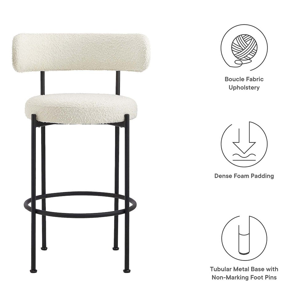 Albie Boucle Fabric Bar Stools Set of 2