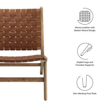 Saoirse Leather Wood Accent Lounge Chair
