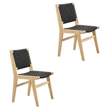 Woven Rope Wood Dining Side Chairs, Natural Black, Set of 2