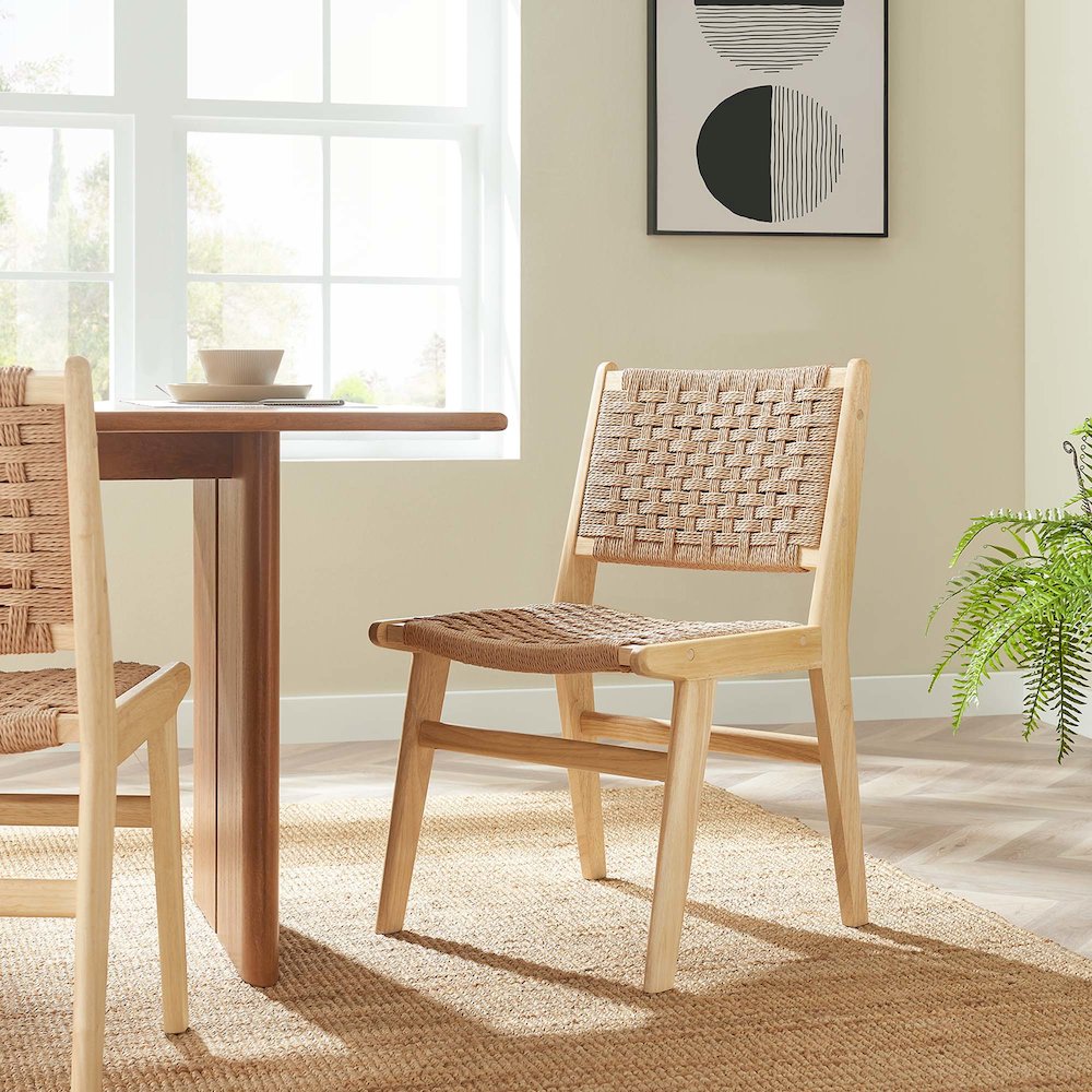 Saoirse Woven Rope Wood Dining Side Chair Set of 2