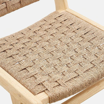 Woven Rope Wood Dining Side Chairs, Natural Natural, Set of 2