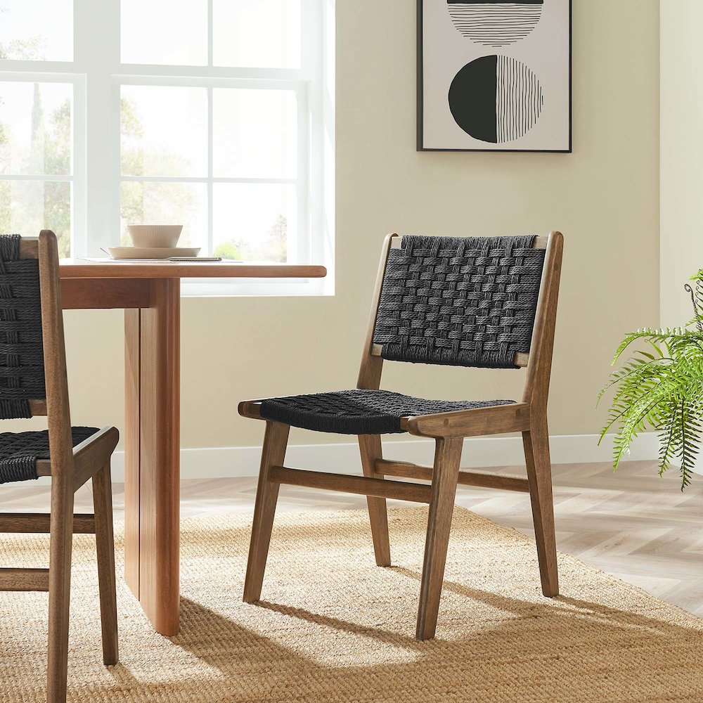 Saoirse Woven Rope Wood Dining Side Chair Set of 2