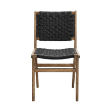 Woven Rope Wood Dining Side Chairs, Walnutt Black, Set of 2