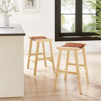 Saoirse Faux Leather Wood Counter Stool Set of 2