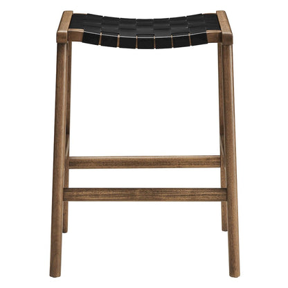 Saoirse Faux Leather Wood Counter Stool Set of 2