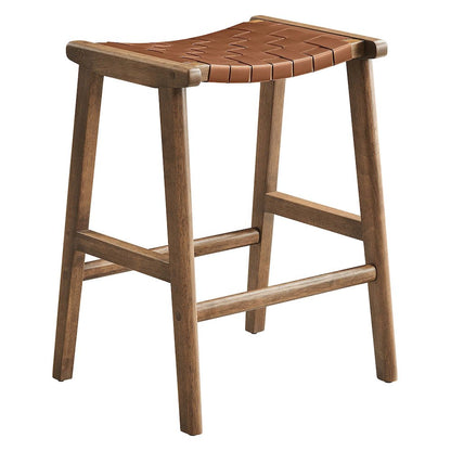 Saoirse Faux Leather Wood Counter Stool Set of 2