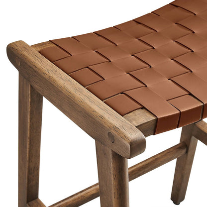 Saoirse Faux Leather Wood Counter Stool Set of 2