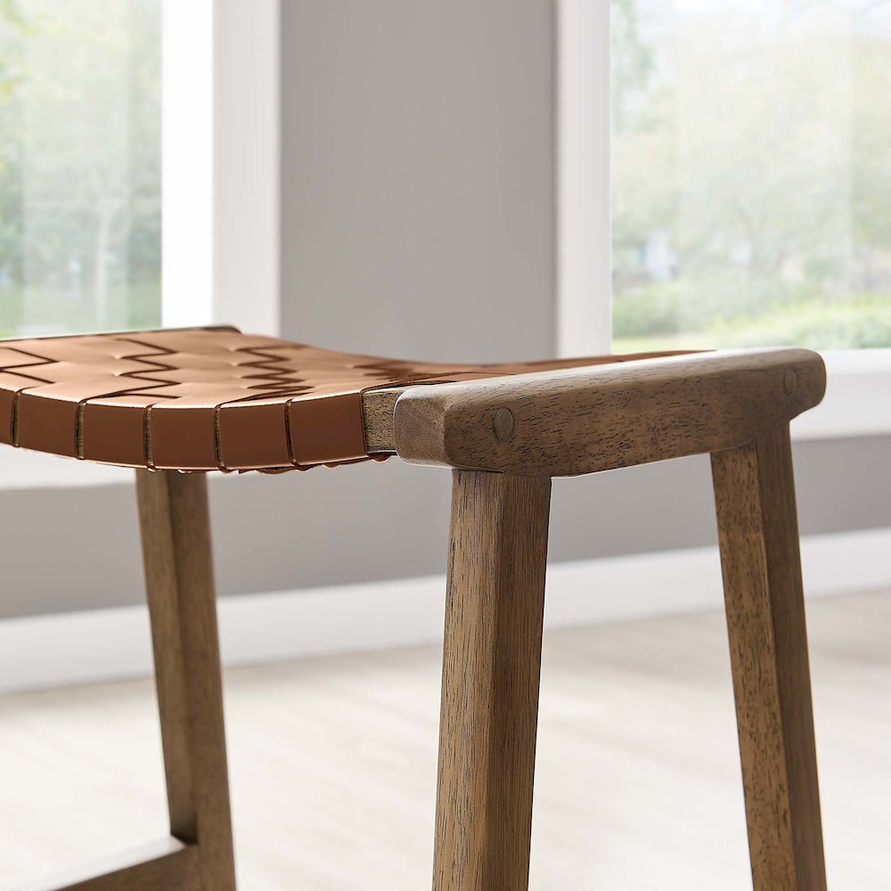 Saoirse Faux Leather Wood Counter Stool Set of 2