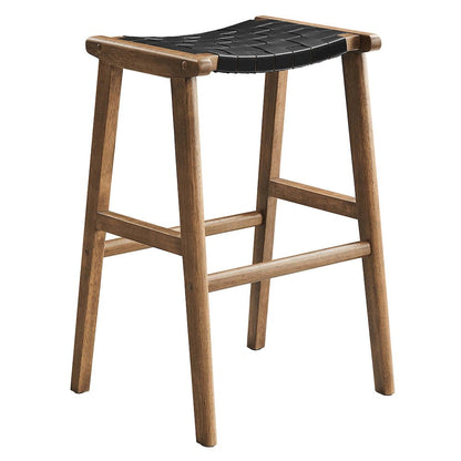 Saoirse Leather Wood Bar Stool Set of 2