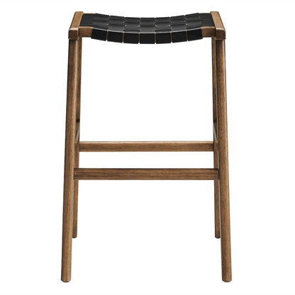 Saoirse Leather Wood Bar Stool Set of 2