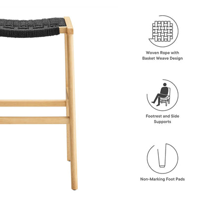 Saoirse Woven Rope Wood Bar Stool Set of 2