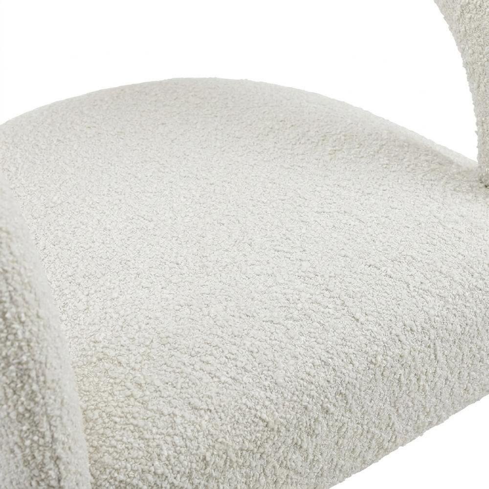 Boucle Upholstered Dining Chairs with Arms for Dining Room, Ivory, Set of 2