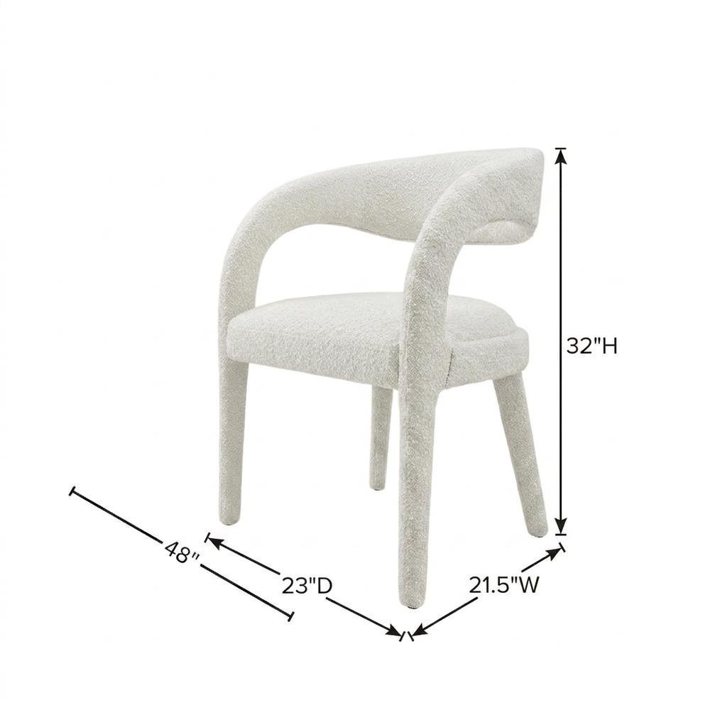 Boucle Upholstered Dining Chairs with Arms for Dining Room, Ivory, Set of 2