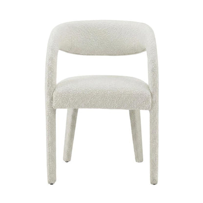 Boucle Upholstered Dining Chairs with Arms for Dining Room, Ivory, Set of 2