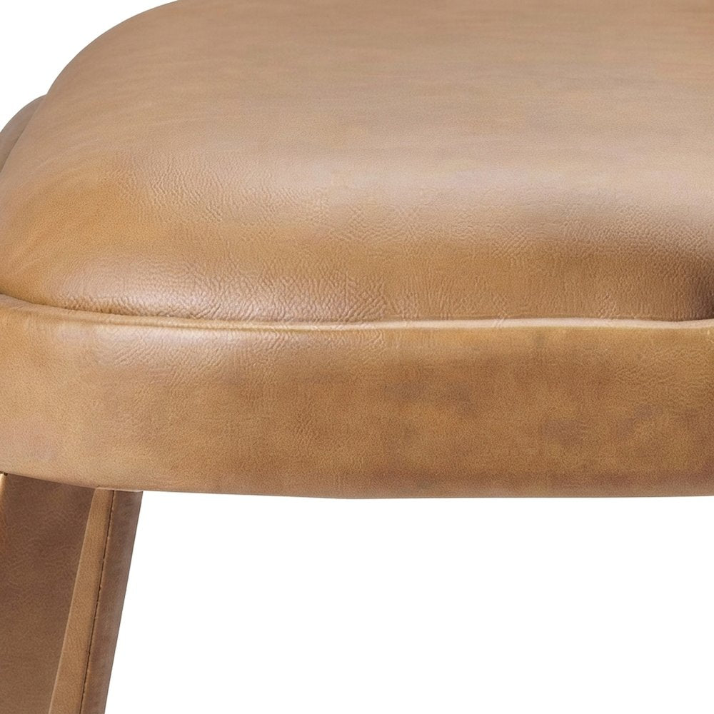 Upholstered Faux Leather Accent Bench with Padded Seat and Backrest, Tan