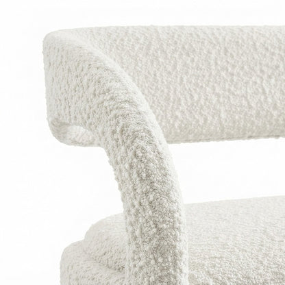 Boucle Upholstered Accent Bench with Low Back for Bedroom End of Bed, Ivory
