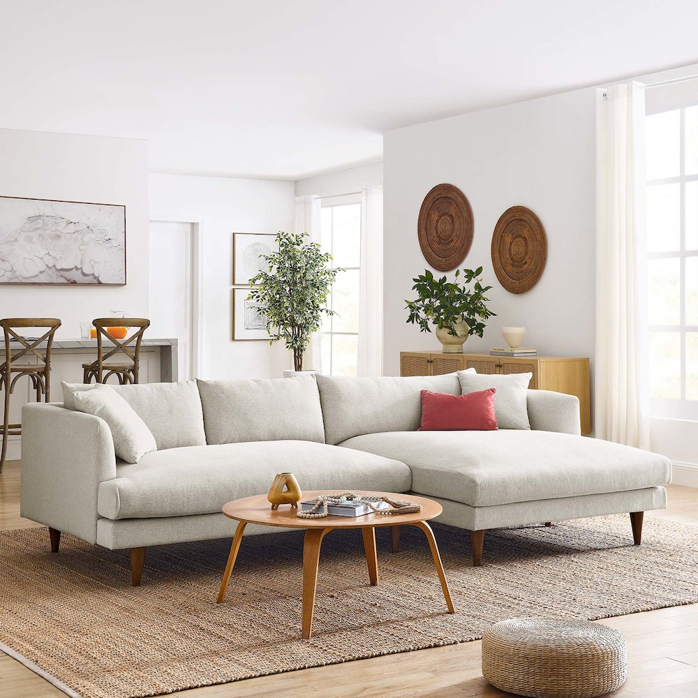 Zoya Right-Facing Down Filled Overstuffed Sectional Sofa