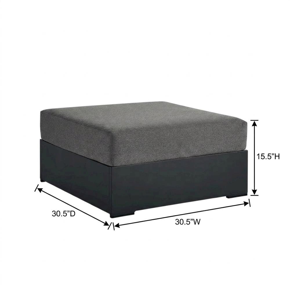 Powder-Coated Aluminum Patio Ottoman, Outdoor Foot Rest, Gray Charcoal