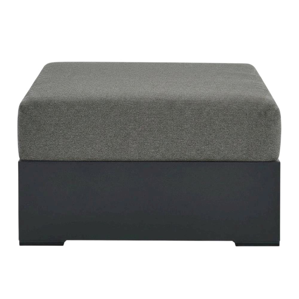 Powder-Coated Aluminum Patio Ottoman, Outdoor Foot Rest, Gray Charcoal