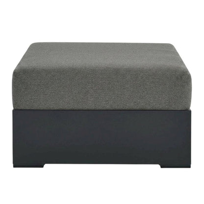 Powder-Coated Aluminum Patio Ottoman, Outdoor Foot Rest, Gray Charcoal