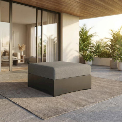Powder-Coated Aluminum Patio Ottoman, Outdoor Foot Rest, Gray Charcoal