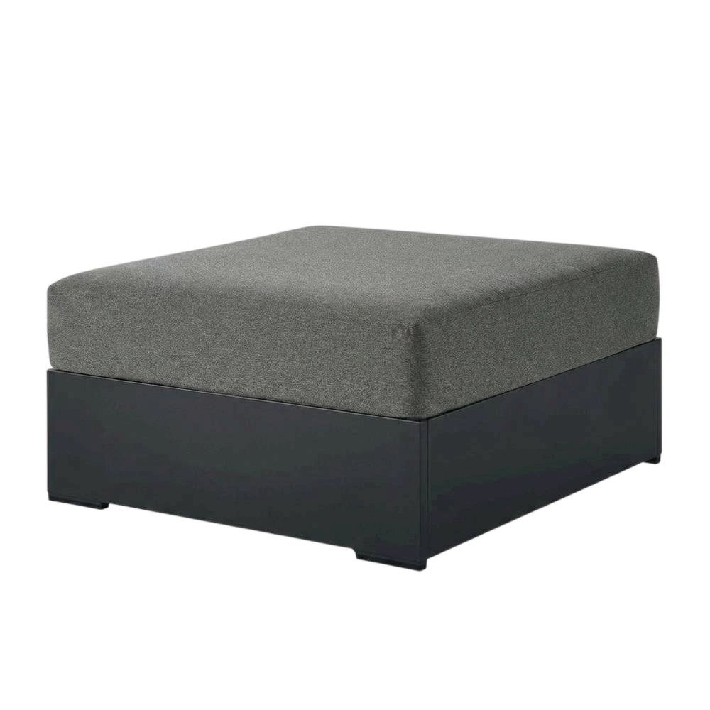 Powder-Coated Aluminum Patio Ottoman, Outdoor Foot Rest, Gray Charcoal