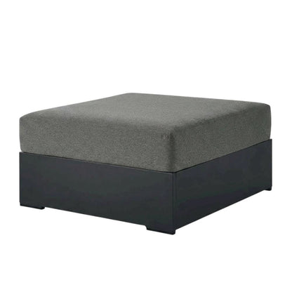 Powder-Coated Aluminum Patio Ottoman, Outdoor Foot Rest, Gray Charcoal