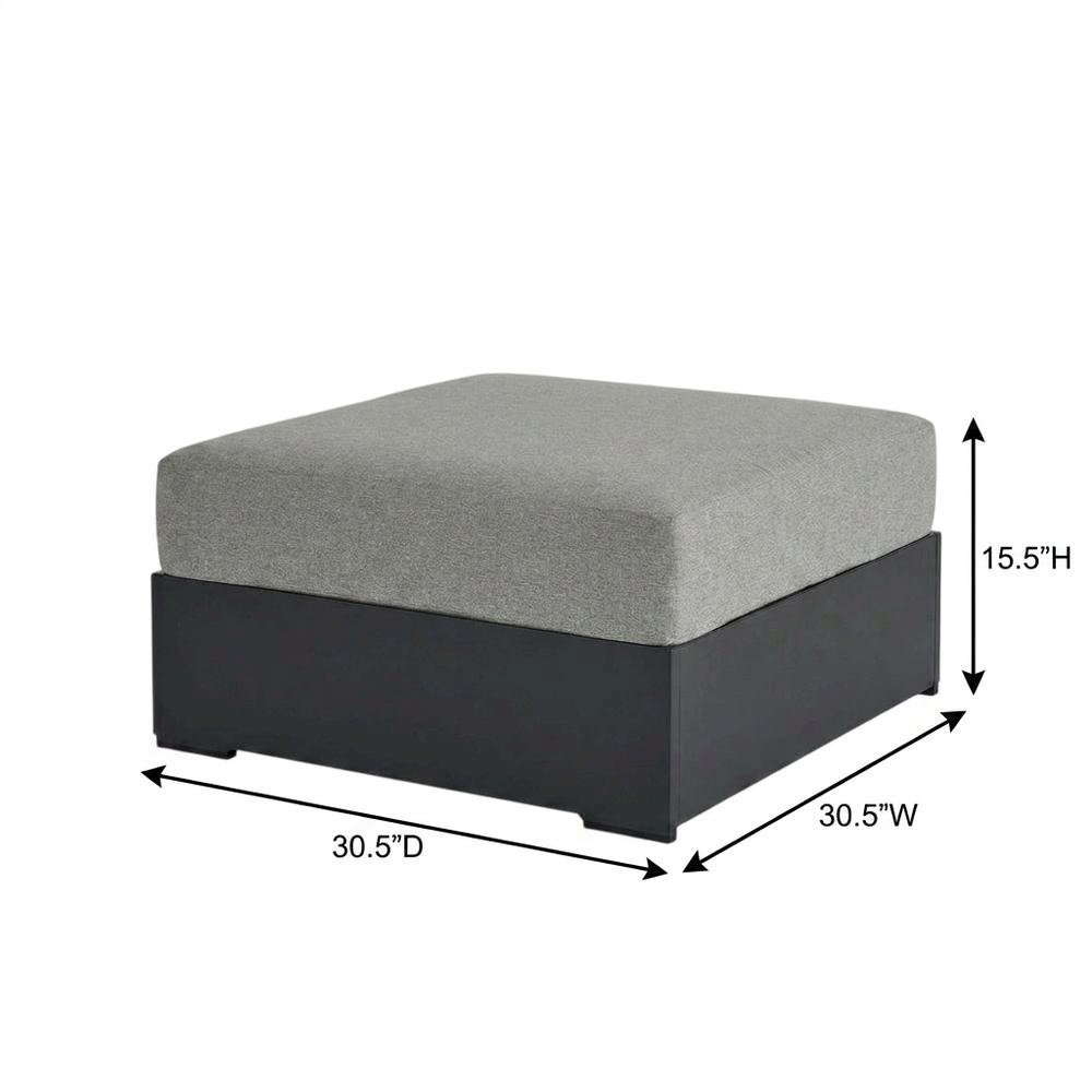 Powder-Coated Aluminum Patio Ottoman, Outdoor Foot Rest, Gray Gray