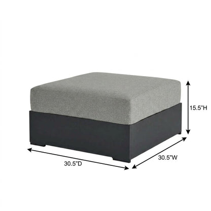 Powder-Coated Aluminum Patio Ottoman, Outdoor Foot Rest, Gray Gray