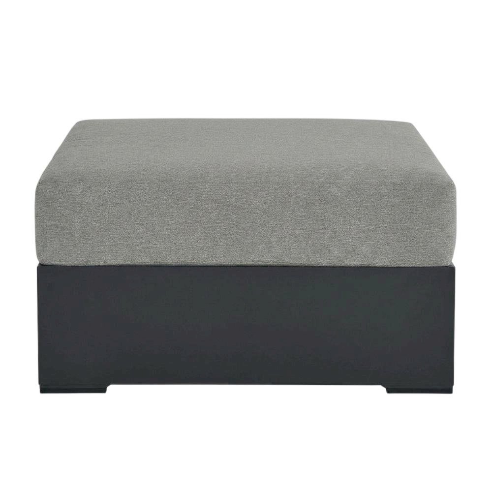 Powder-Coated Aluminum Patio Ottoman, Outdoor Foot Rest, Gray Gray