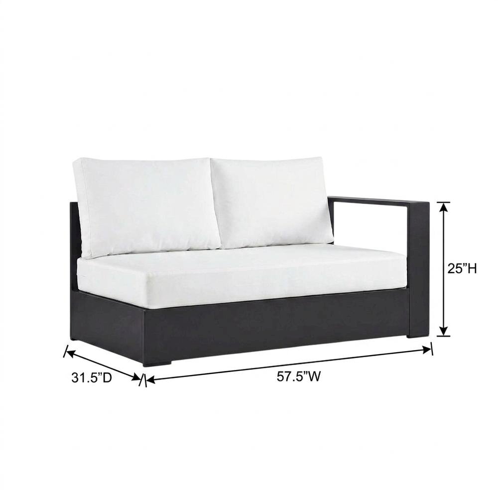 Powder-Coated Aluminum Modular Left-Facing Patio Loveseat Sectional, Gray White