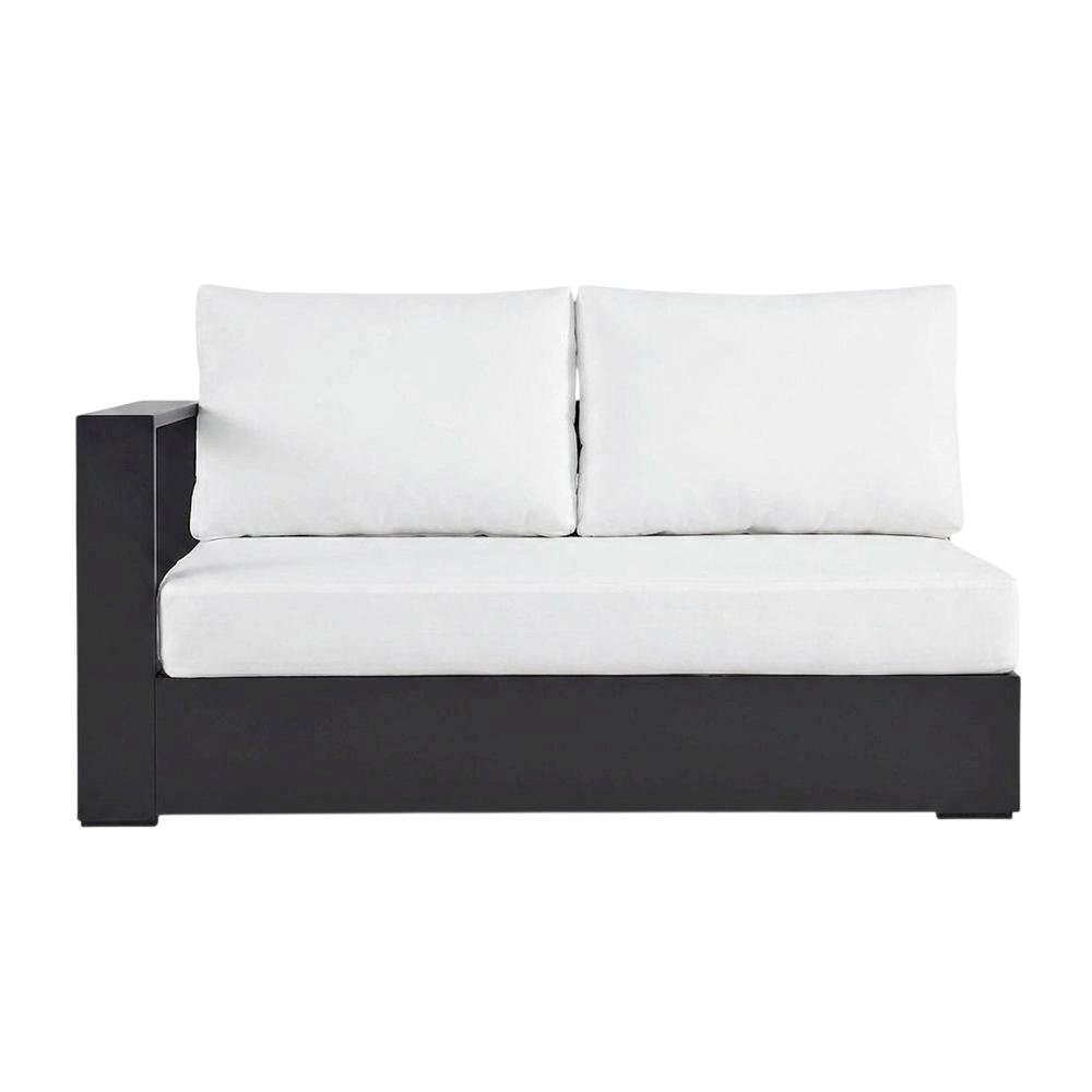 Powder-Coated Aluminum Modular Left-Facing Patio Loveseat Sectional, Gray White