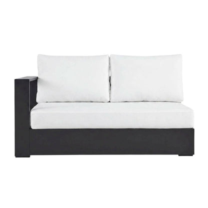 Powder-Coated Aluminum Modular Left-Facing Patio Loveseat Sectional, Gray White