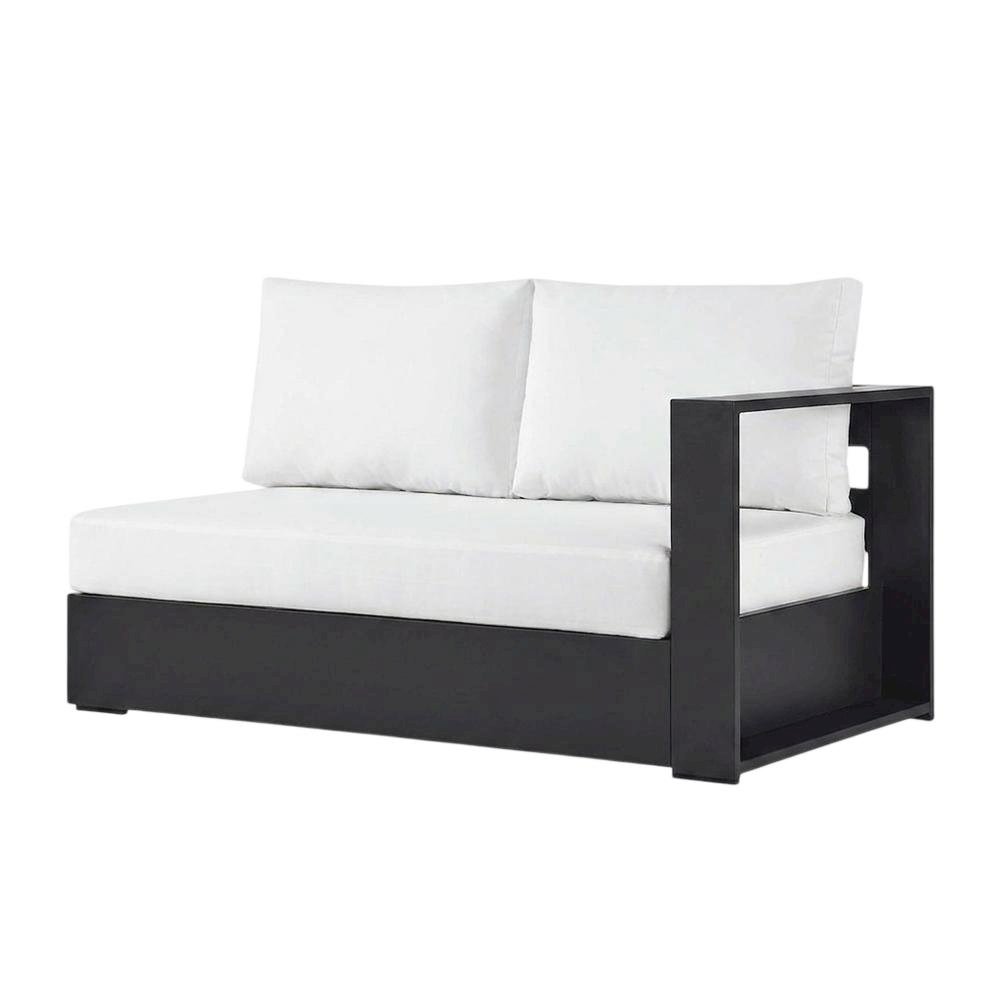 Powder-Coated Aluminum Modular Left-Facing Patio Loveseat Sectional, Gray White