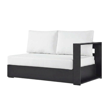 Powder-Coated Aluminum Modular Left-Facing Patio Loveseat Sectional, Gray White