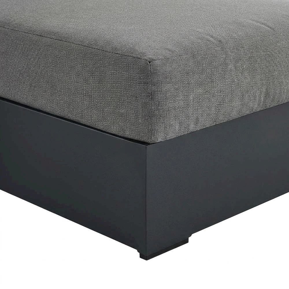 Powder-Coated Aluminum Left-Facing Modular Chaise Lounge, Gray Charcoal