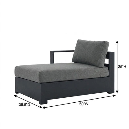 Powder-Coated Aluminum Left-Facing Modular Chaise Lounge, Gray Charcoal