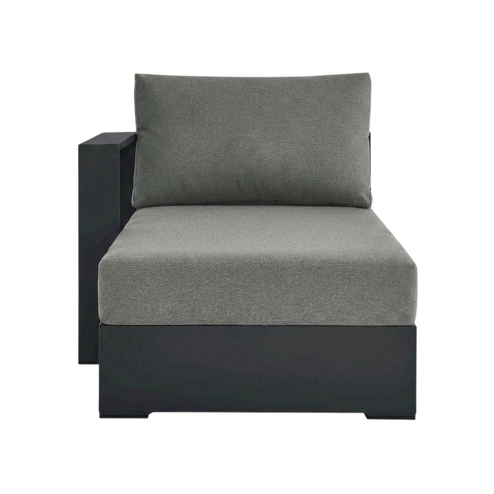 Powder-Coated Aluminum Left-Facing Modular Chaise Lounge, Gray Charcoal