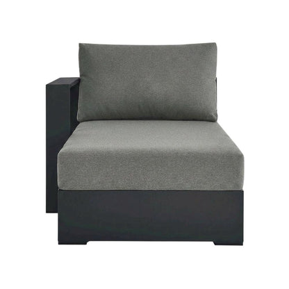 Powder-Coated Aluminum Left-Facing Modular Chaise Lounge, Gray Charcoal