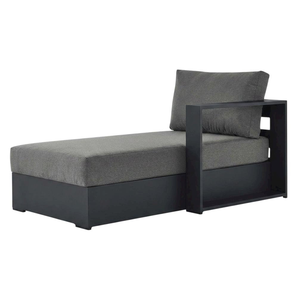 Powder-Coated Aluminum Left-Facing Modular Chaise Lounge, Gray Charcoal
